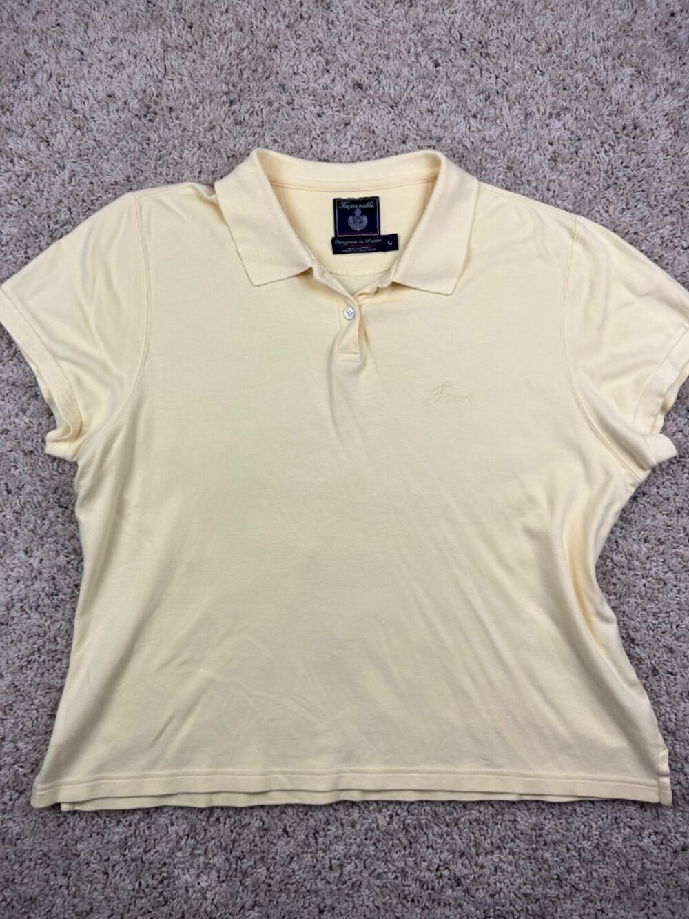 Faconnable Polo Shirt Size Large Short Sleeve Casual Cotton With Logo YELLOW